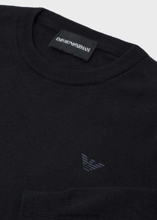 αγόρι Armani Μπλούζα από μαλλί με κέντημα μικροαετού 4046R62412 ναυτικό μπλε