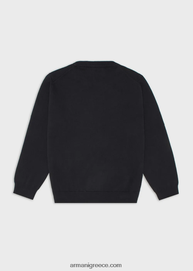 αγόρι Armani Μπλούζα από μαλλί με κέντημα μικροαετού 4046R62412 ναυτικό μπλε