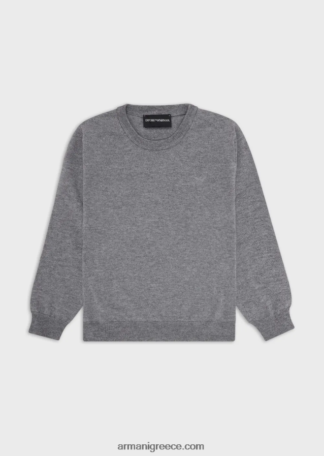 αγόρι Armani Μπλούζα από μαλλί με κέντημα μικροαετού 4046R62413 μελανζέ γκρι