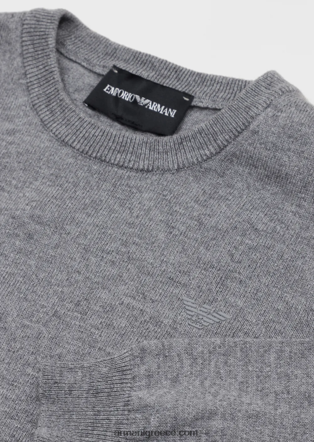 αγόρι Armani Μπλούζα από μαλλί με κέντημα μικροαετού 4046R62413 μελανζέ γκρι