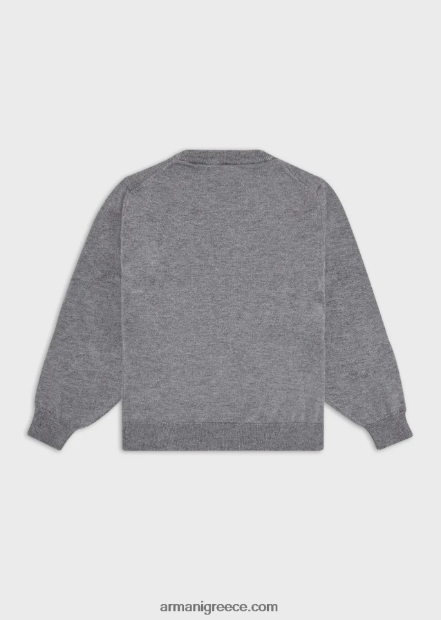 αγόρι Armani Μπλούζα από μαλλί με κέντημα μικροαετού 4046R62413 μελανζέ γκρι