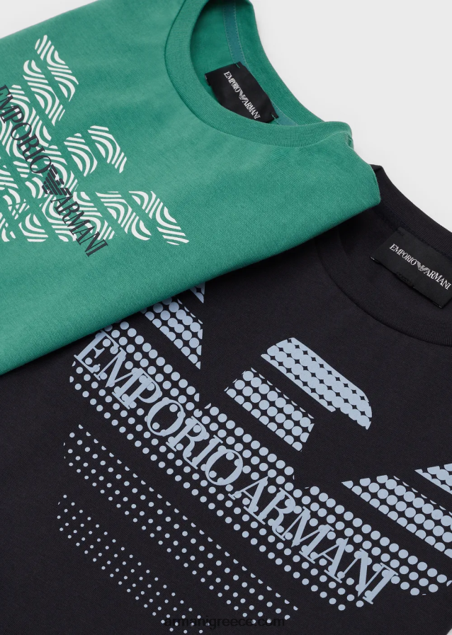 αγόρι Armani δύο συσκευασίες από βιολογικά μπλουζάκια ζέρσεϊ με λογότυπο αετού 4046R62421 μπλε