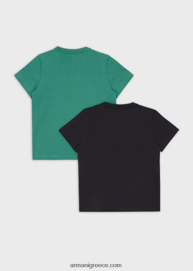 αγόρι Armani δύο συσκευασίες από βιολογικά μπλουζάκια ζέρσεϊ με λογότυπο αετού 4046R62421 μπλε