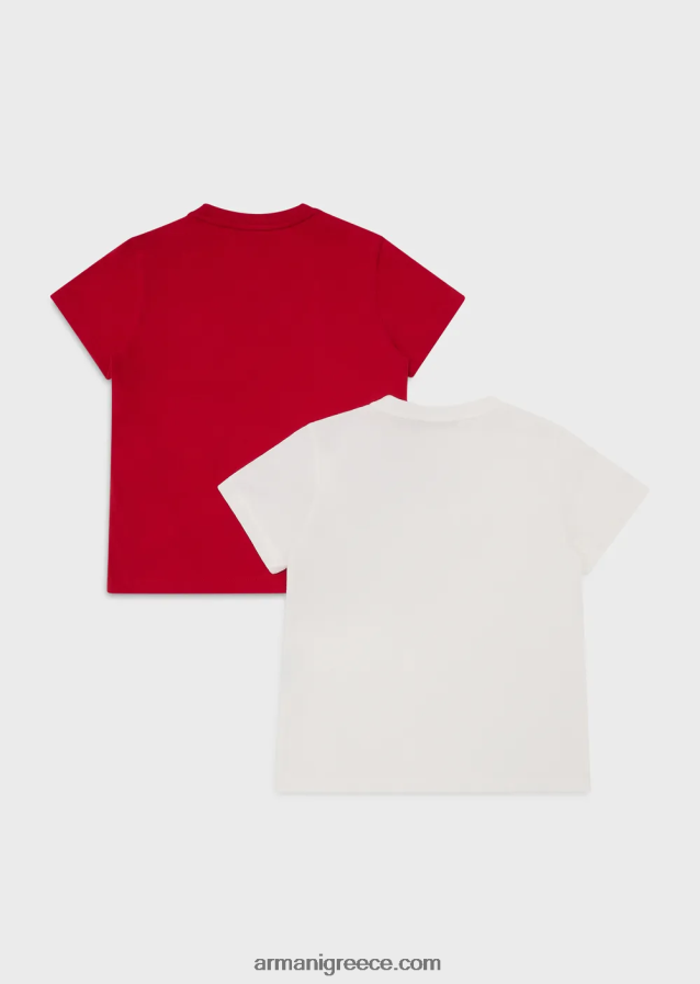 αγόρι Armani δύο συσκευασίες από βιολογικά μπλουζάκια ζέρσεϊ με λογότυπο αετού 4046R62422 άσπρο