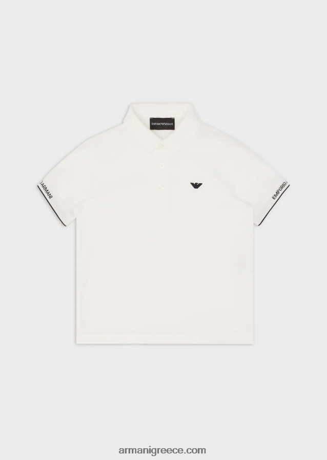 αγόρι Armani ζέρσεϊ πόλο με κέντημα αετού 4046R62423 άσπρο