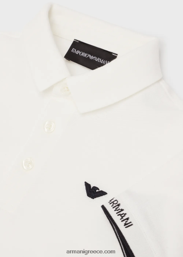 αγόρι Armani ζέρσεϊ πόλο με κέντημα αετού 4046R62423 άσπρο