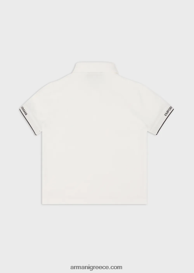 αγόρι Armani ζέρσεϊ πόλο με κέντημα αετού 4046R62423 άσπρο