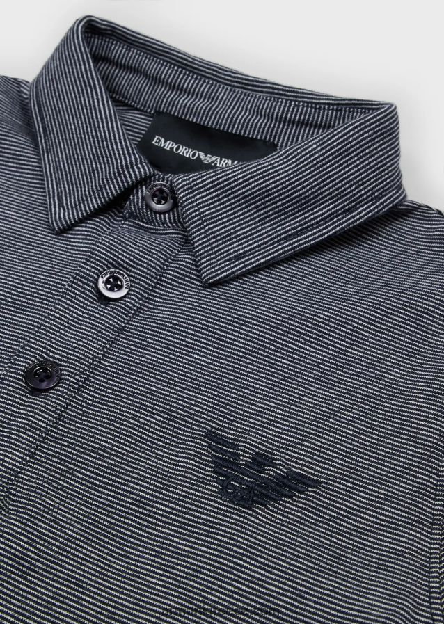 αγόρι Armani μπλουζάκι πόλο ζέρσεϊ με μικρορίγες 4046R62433 ναυτικό μπλε