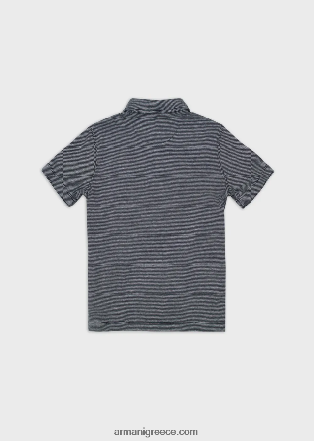 αγόρι Armani μπλουζάκι πόλο ζέρσεϊ με μικρορίγες 4046R62433 ναυτικό μπλε