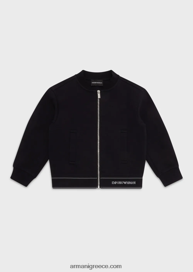 αγόρι Armani Φούτερ με διπλή φανέλα με φερμουάρ και ρίγα με λογότυπο 4046R62434 ναυτικό μπλε