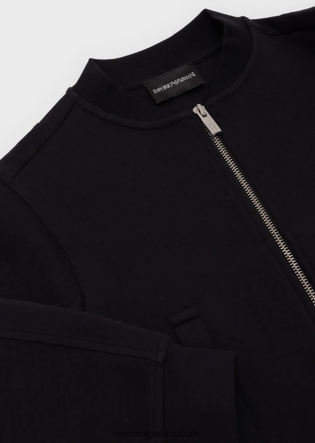 αγόρι Armani Φούτερ με διπλή φανέλα με φερμουάρ και ρίγα με λογότυπο 4046R62434 ναυτικό μπλε