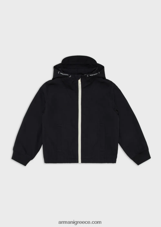 αγόρι Armani υδατοαπωθητικό σατέν νάιλον μπλουζόν με κουκούλα 4046R62440 ναυτικό μπλε