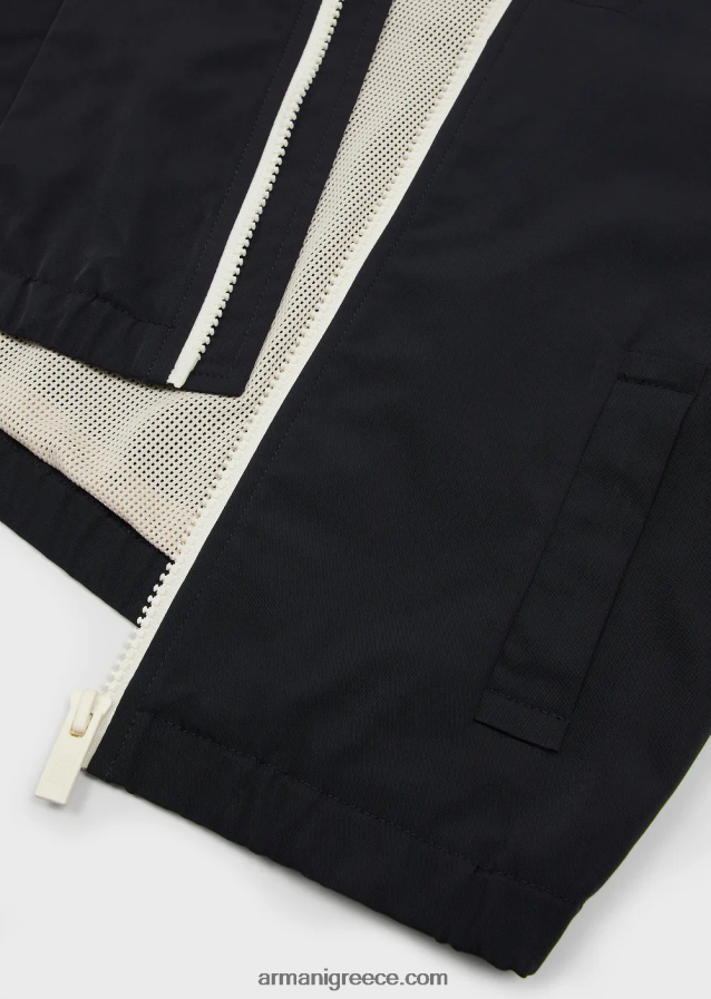 αγόρι Armani υδατοαπωθητικό σατέν νάιλον μπλουζόν με κουκούλα 4046R62440 ναυτικό μπλε