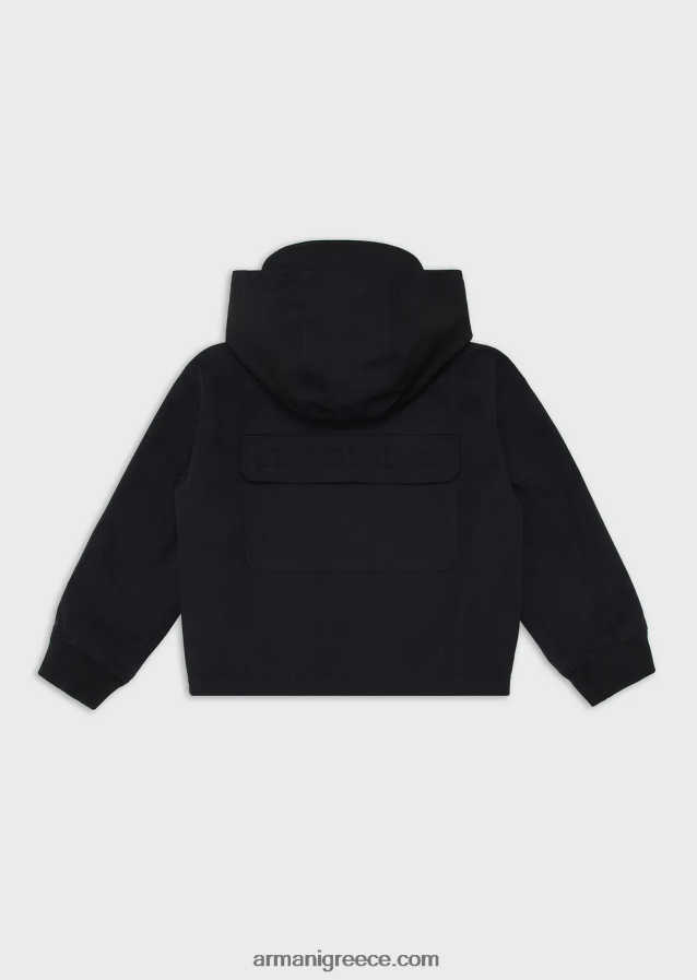 αγόρι Armani υδατοαπωθητικό σατέν νάιλον μπλουζόν με κουκούλα 4046R62440 ναυτικό μπλε