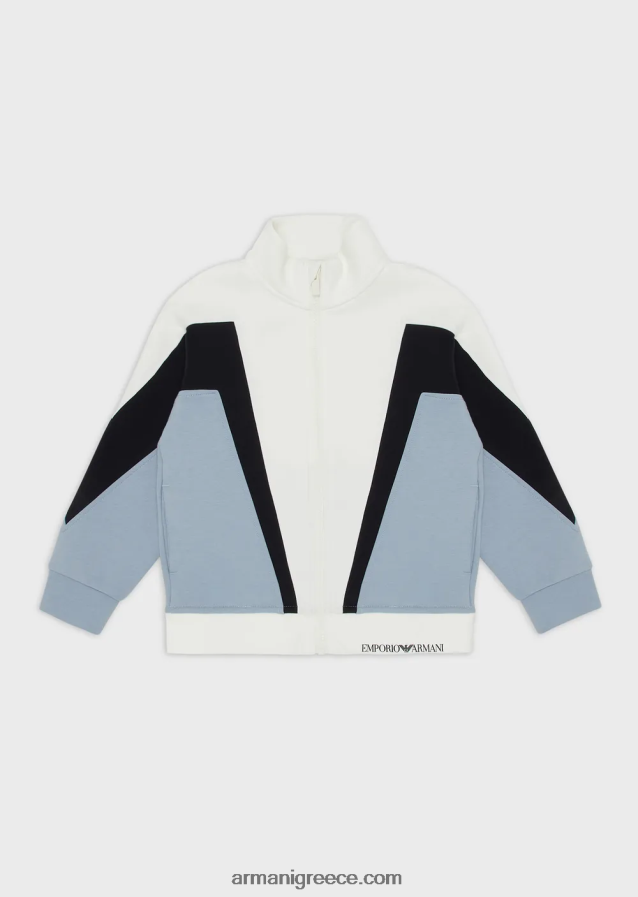 αγόρι Armani Φούτερ με διπλή φανέλα, με φερμουάρ και λεπτομέρειες 4046R62441 γαλανός