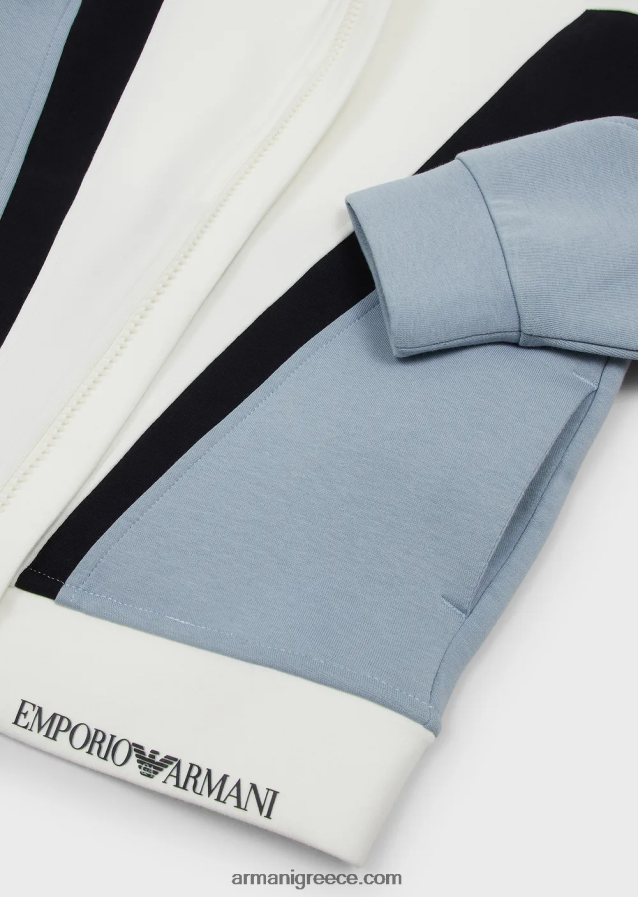 αγόρι Armani Φούτερ με διπλή φανέλα, με φερμουάρ και λεπτομέρειες 4046R62441 γαλανός