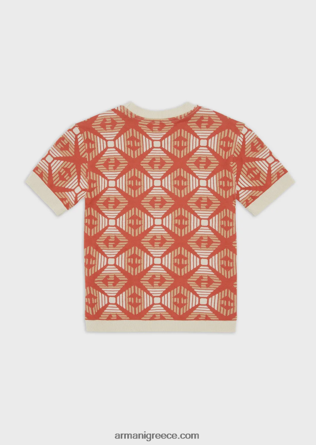αγόρι Armani αειφόρος κολεξιόν σε φανέλα από οργανικό ζακάρ με αετό παντού 4046R62442 πορτοκάλι