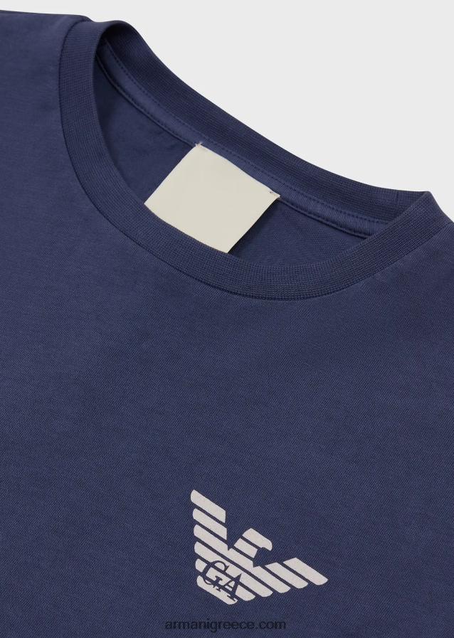 αγόρι Armani μπλουζάκι βιώσιμης συλλογής με βιολογικά βαμμένα ρούχα 4046R62444 μπλε ηλεκτρικ