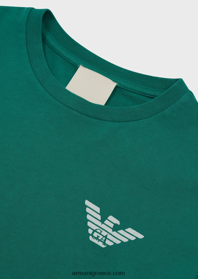 αγόρι Armani μπλουζάκι βιώσιμης συλλογής με βιολογικά βαμμένα ρούχα 4046R62445 πράσινος