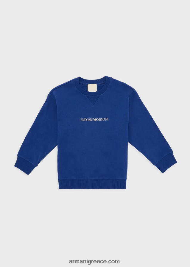 αγόρι Armani βιώσιμη συλλογή με άγρια ​​στάμπα βιολογικά φούτερ ζέρσεϊ 4046R62447 μπλε ηλεκτρικ