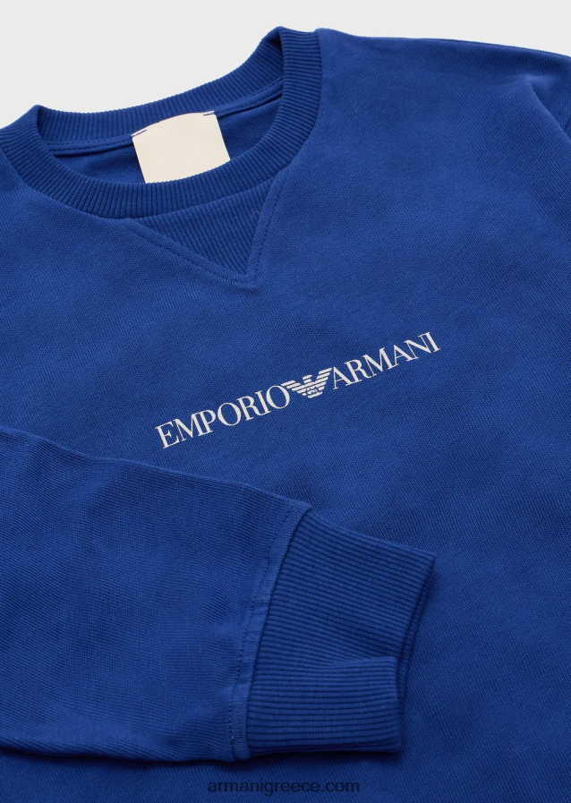 αγόρι Armani βιώσιμη συλλογή με άγρια ​​στάμπα βιολογικά φούτερ ζέρσεϊ 4046R62447 μπλε ηλεκτρικ