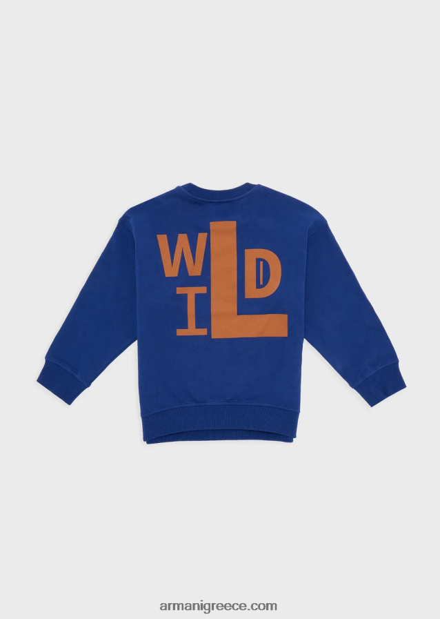 αγόρι Armani βιώσιμη συλλογή με άγρια ​​στάμπα βιολογικά φούτερ ζέρσεϊ 4046R62447 μπλε ηλεκτρικ