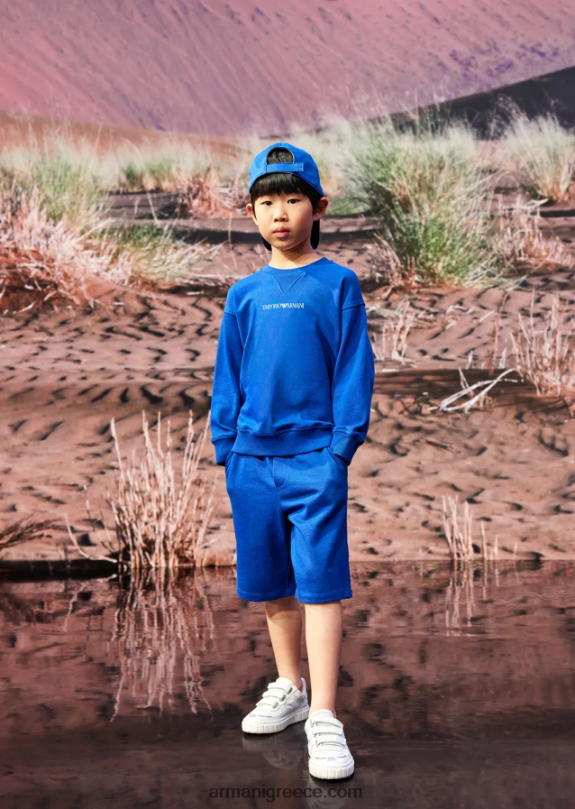 αγόρι Armani βιώσιμη συλλογή με άγρια ​​στάμπα βιολογικά φούτερ ζέρσεϊ 4046R62447 μπλε ηλεκτρικ