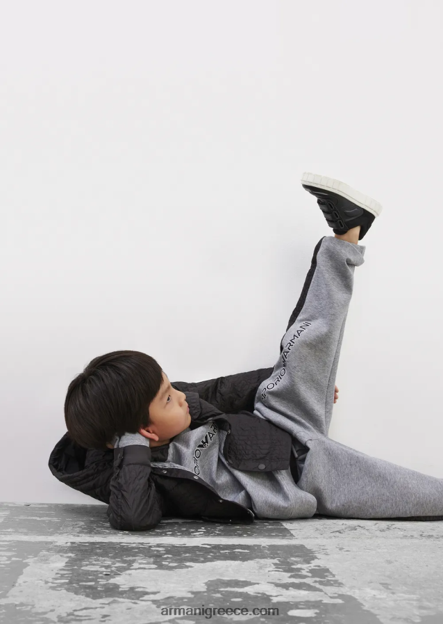 αγόρι Armani τζόγκερ με διπλό ζέρσεϊ με λογότυπο στένσιλ 4046R62448 μελανζέ γκρι