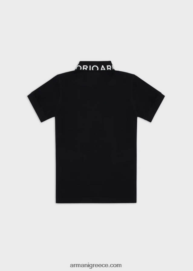 αγόρι Armani Πικέ μπλουζάκι πόλο μερσερίντ με λογότυπο γιακά 4046R62453 ναυτικό μπλε