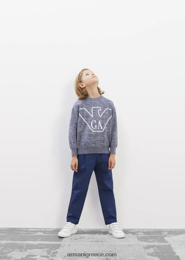 αγόρι Armani παντελόνι με βελάκια από ελαστικό ύφασμα 4046R62457 ναυτικό μπλε