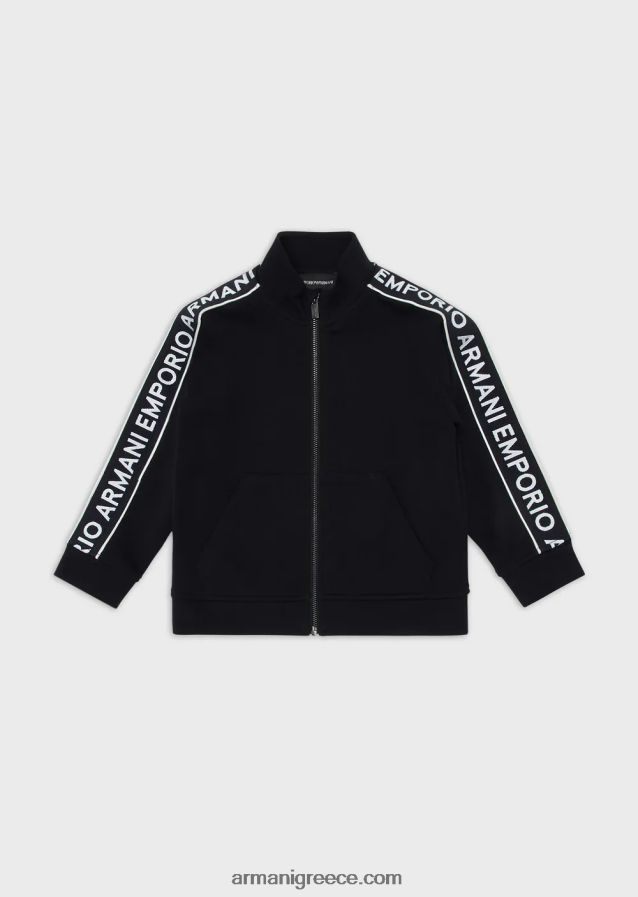 αγόρι Armani Φούτερ με διπλή φανέλα με φερμουάρ και ταινία με λογότυπο 4046R62464 ναυτικό μπλε