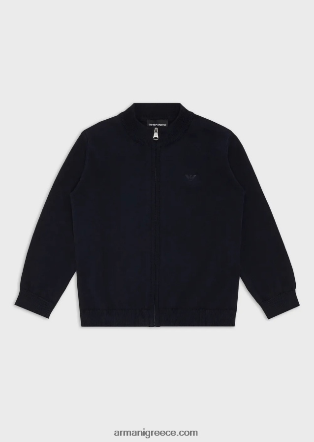 αγόρι Armani πλεκτή ζακέτα καλαμποκιού με φερμουάρ σε όλο το μήκος 4046R62476
