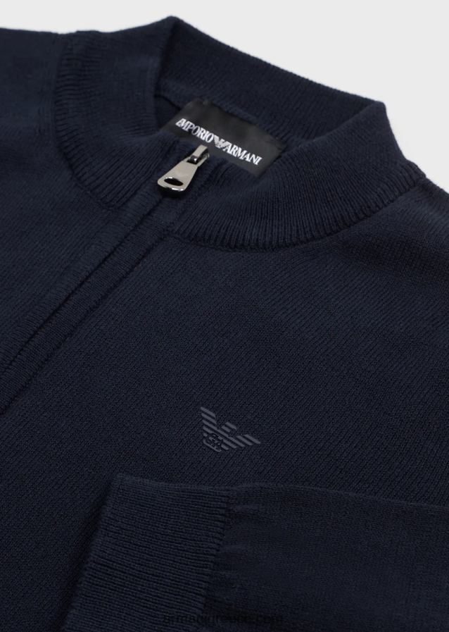 αγόρι Armani πλεκτή ζακέτα καλαμποκιού με φερμουάρ σε όλο το μήκος 4046R62476