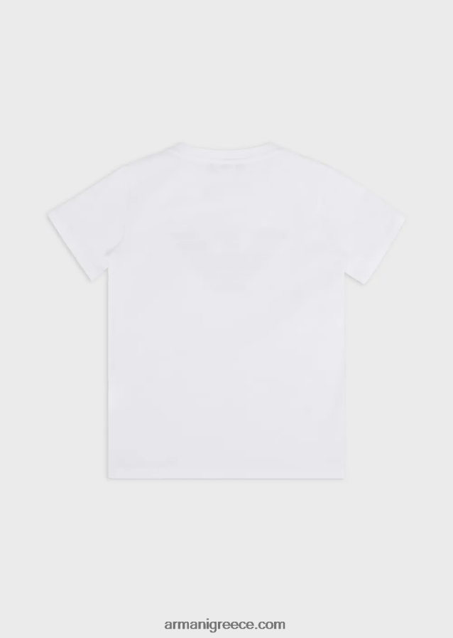 αγόρι Armani T-shirt pima-jersey με λογότυπο 4046R62392 λευκό λογότυπο