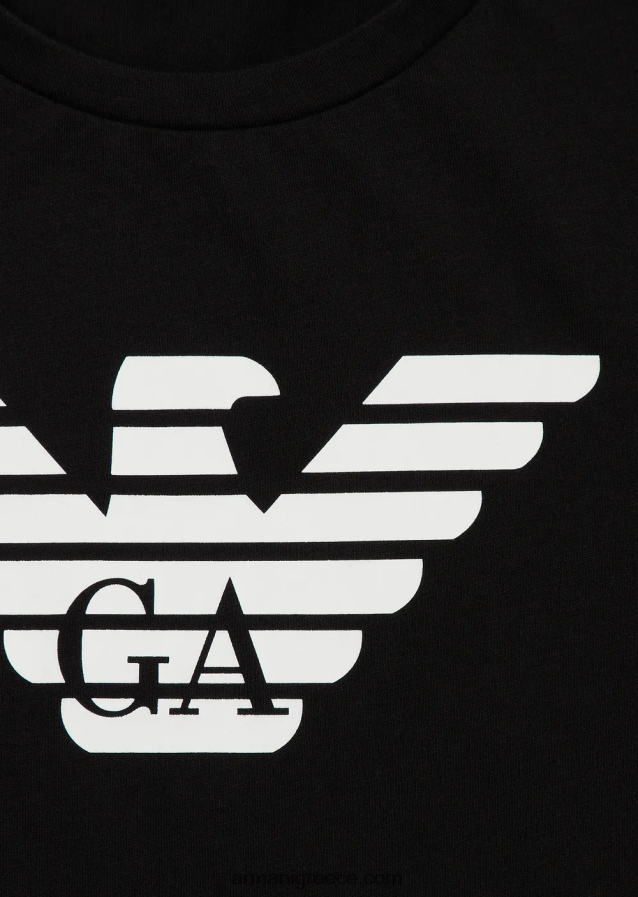αγόρι Armani T-shirt pima-jersey με λογότυπο 4046R62393 μαύρο λογότυπο
