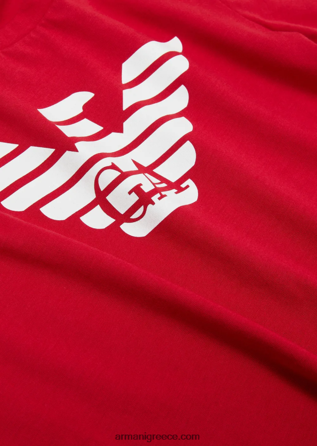 αγόρι Armani T-shirt pima-jersey με λογότυπο 4046R62394 κόκκινο λογότυπο