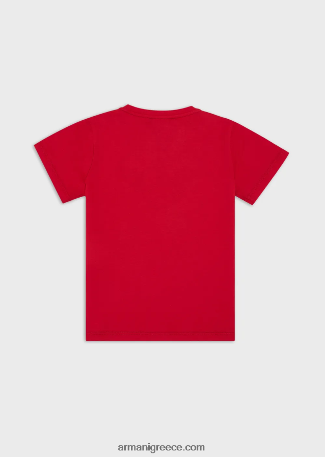 αγόρι Armani T-shirt pima-jersey με λογότυπο 4046R62394 κόκκινο λογότυπο