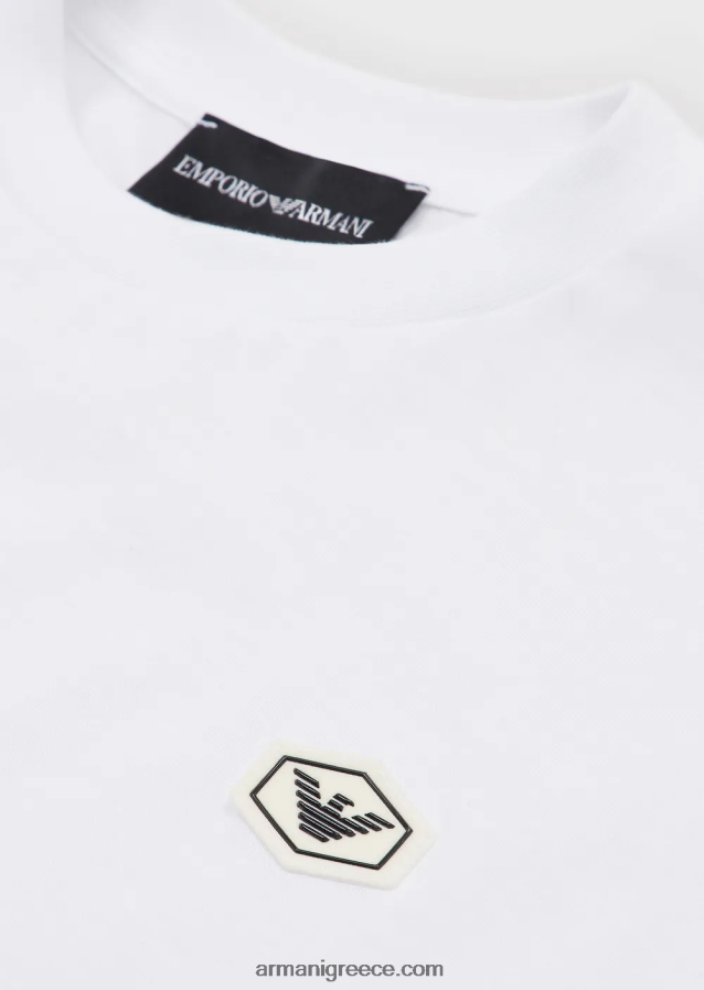αγόρι Armani T-shirt supima με βασικό έμπλαστρο λογότυπου 4046R62414 άσπρο
