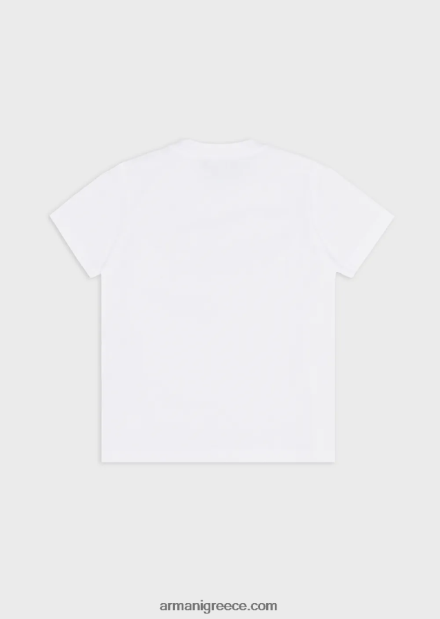 αγόρι Armani T-shirt supima με βασικό έμπλαστρο λογότυπου 4046R62414 άσπρο