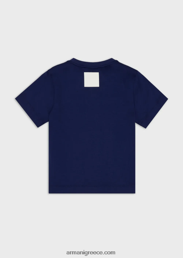 αγόρι Armani T-shirt από ζέρσεϊ tencel blend με κέντημα λογότυπου 4046R62451 μεσάνυχτα μπλε
