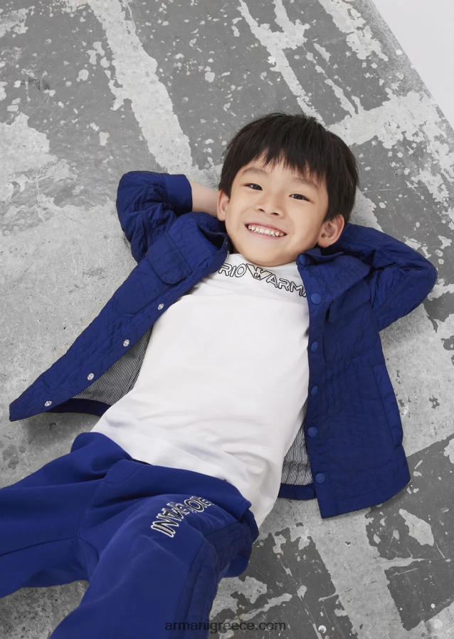 αγόρι Armani T-shirt από ζέρσεϊ tencel blend με κέντημα λογότυπου 4046R62452 άσπρο