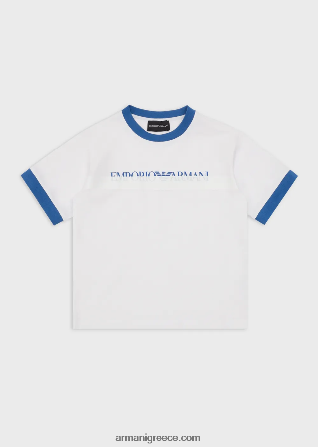 αγόρι Armani βαρέων βαρών μπλουζάκι με λογότυπο ea crew 4046R62419 άσπρο