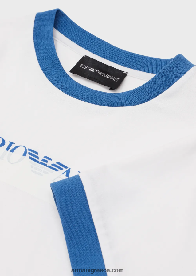 αγόρι Armani βαρέων βαρών μπλουζάκι με λογότυπο ea crew 4046R62419 άσπρο
