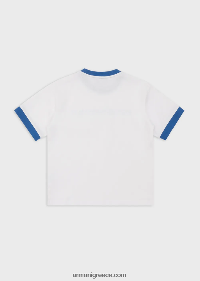 αγόρι Armani βαρέων βαρών μπλουζάκι με λογότυπο ea crew 4046R62419 άσπρο