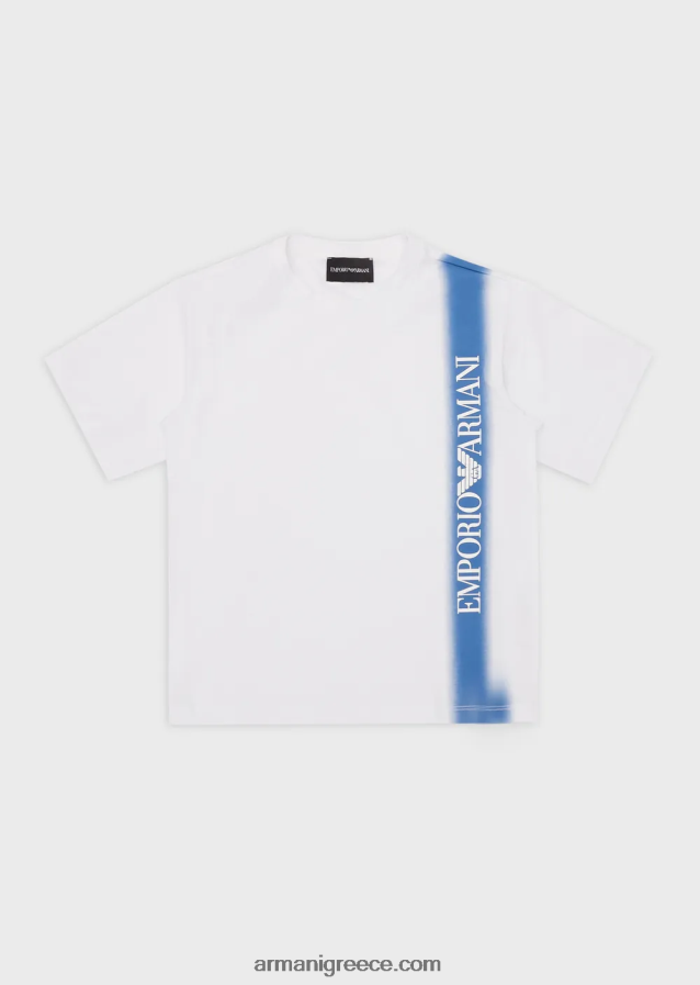 αγόρι Armani Μπλουζάκι βαρέων βαρών ζέρσεϊ με ντεγκραντέ ρίγα και λογότυπο ea crew 4046R62428 γαλανός