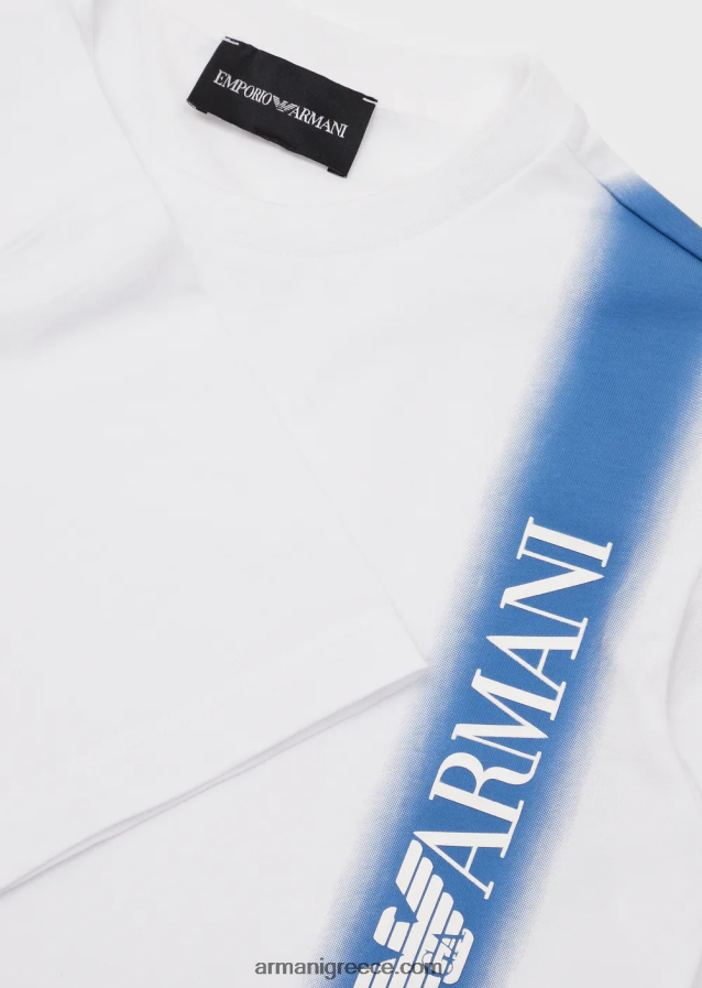 αγόρι Armani Μπλουζάκι βαρέων βαρών ζέρσεϊ με ντεγκραντέ ρίγα και λογότυπο ea crew 4046R62428 γαλανός