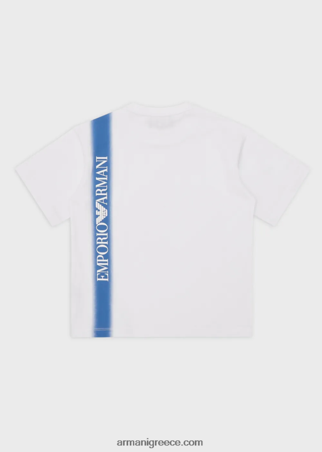 αγόρι Armani Μπλουζάκι βαρέων βαρών ζέρσεϊ με ντεγκραντέ ρίγα και λογότυπο ea crew 4046R62428 γαλανός