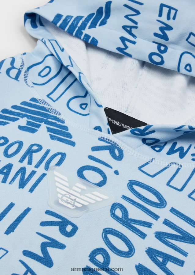 αγόρι Armani Φούτερ με κουκούλα με γράμματα ea crew σε όλη την επιφάνεια 4046R62439 γαλανός