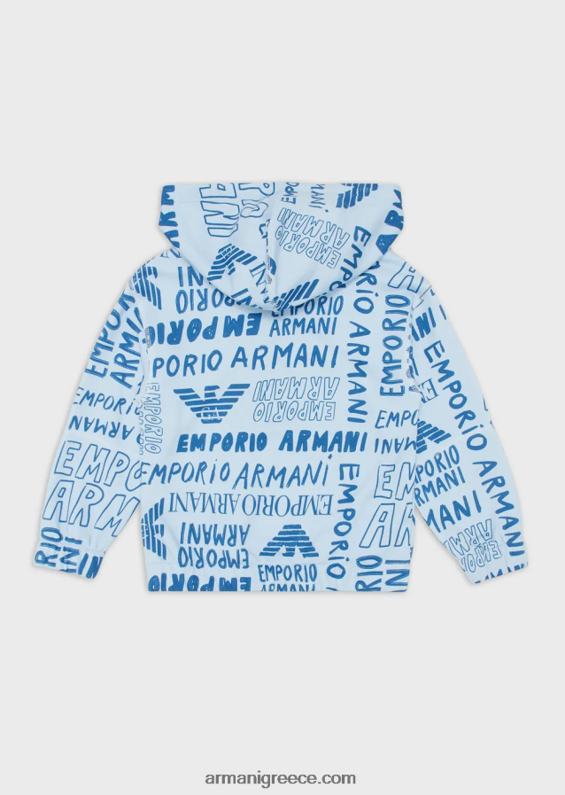 αγόρι Armani Φούτερ με κουκούλα με γράμματα ea crew σε όλη την επιφάνεια 4046R62439 γαλανός