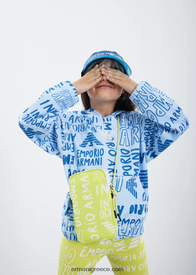 αγόρι Armani Φούτερ με κουκούλα με γράμματα ea crew σε όλη την επιφάνεια 4046R62439 γαλανός